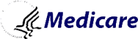 Blue and black Medicare symbol with Medicare written in blue and a black eagle